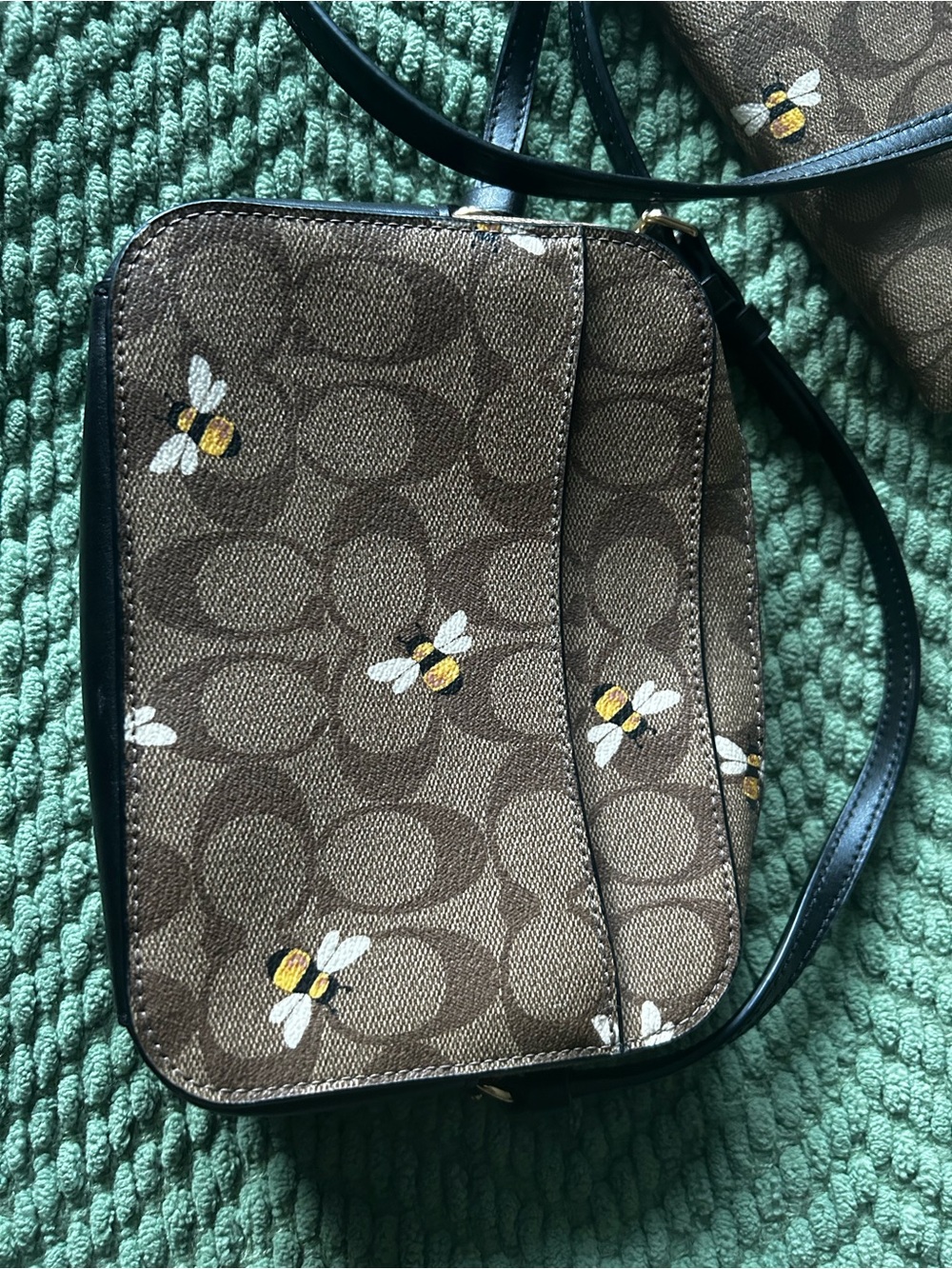 Coach Brown Signature Bee Print Crossbody with Wristlet - Picture 2 of 6